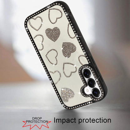 For Samsung Galaxy S26+ / S26 Plus Spread Love Glitter Shimmer Diamond Edge Hybrid Drop Protection Shockproof Design Compatible Case Cover