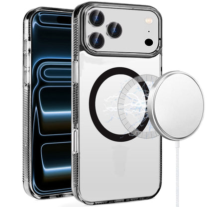 For Apple iPhone 17 Pro (6.3") MagSafe Compatible Integrated Technology Clean Transparent Hybrid Armor TPU Frame Case Cover Black