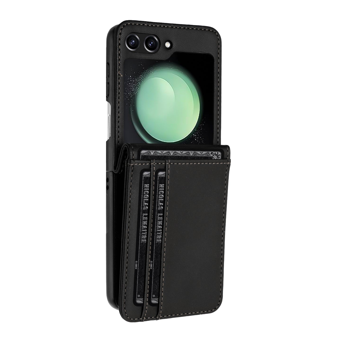For Samsung Galaxy Z Fold 7 Wallet Case PU Leather Back Storage with Card ID Slot, Pocket Holder, Hybrid Protective Case Cover Black