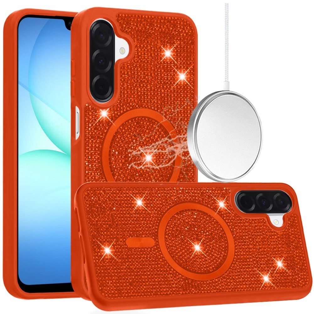 Phone Case for Samsung Galaxy A17 5G Magnetic Bling Diamond Sparkle Hybrid Shockproof Rugged Grip Durable Protection Anti-Slip Armor Design Cover