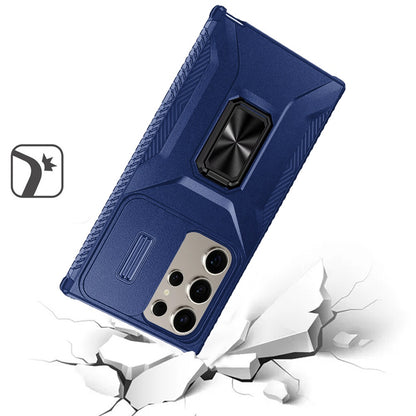 For Samsung Galaxy S26+ / S26 Plus Case, Camera Cover with Magnetic Rotation Ring Stand, Military Grade Hybrid Hard TPU Shockproof Case Cover