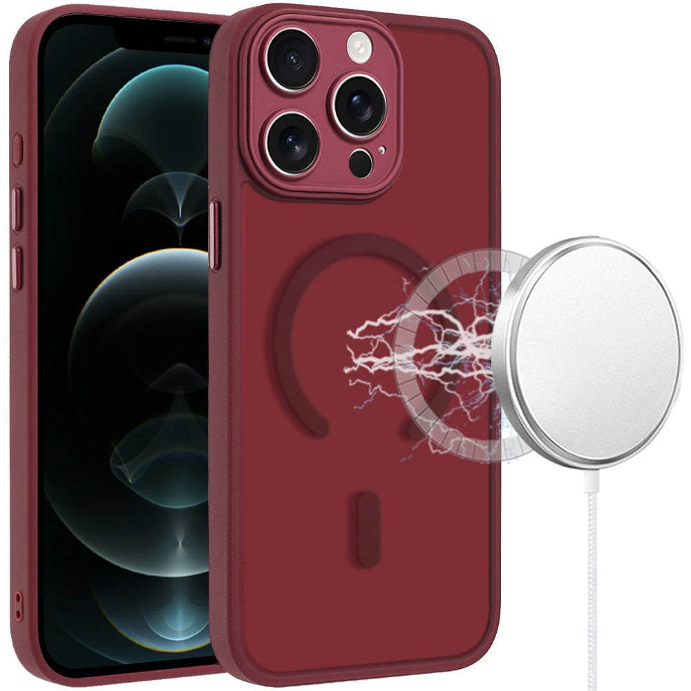 Phone Case for Apple iPhone 12 Pro Max Matte Frosted Magnetic Back Hybrid Hard PC Soft TPU Camera Protection Slim Shock Absorbing Anti Fingerprint Cover