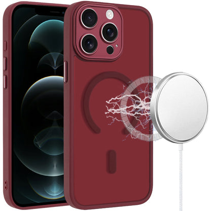 Phone Case for Apple iPhone 12 Pro Max Matte Frosted Magnetic Back Hybrid Hard PC Soft TPU Camera Protection Slim Shock Absorbing Anti Fingerprint Cover