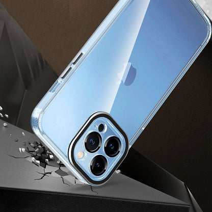 For Samsung Galaxy S23 Ultra Transparent Clear Hybrid with Matching Metal Buttons and Camera Protection Hard PC + TPU Rubber Case Cover
