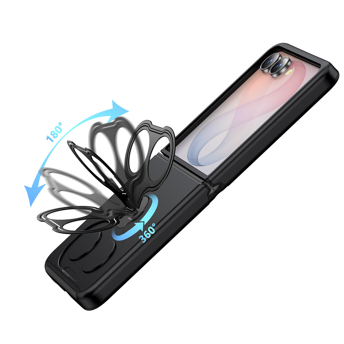 Phone Case for Samsung Galaxy Z Flip 8 Magnetic 2 Ring Stand Car Mount Friendly Shockproof Rugged Grip Armor Dual Ring Kickstand Heavy Duty Hybrid Cover