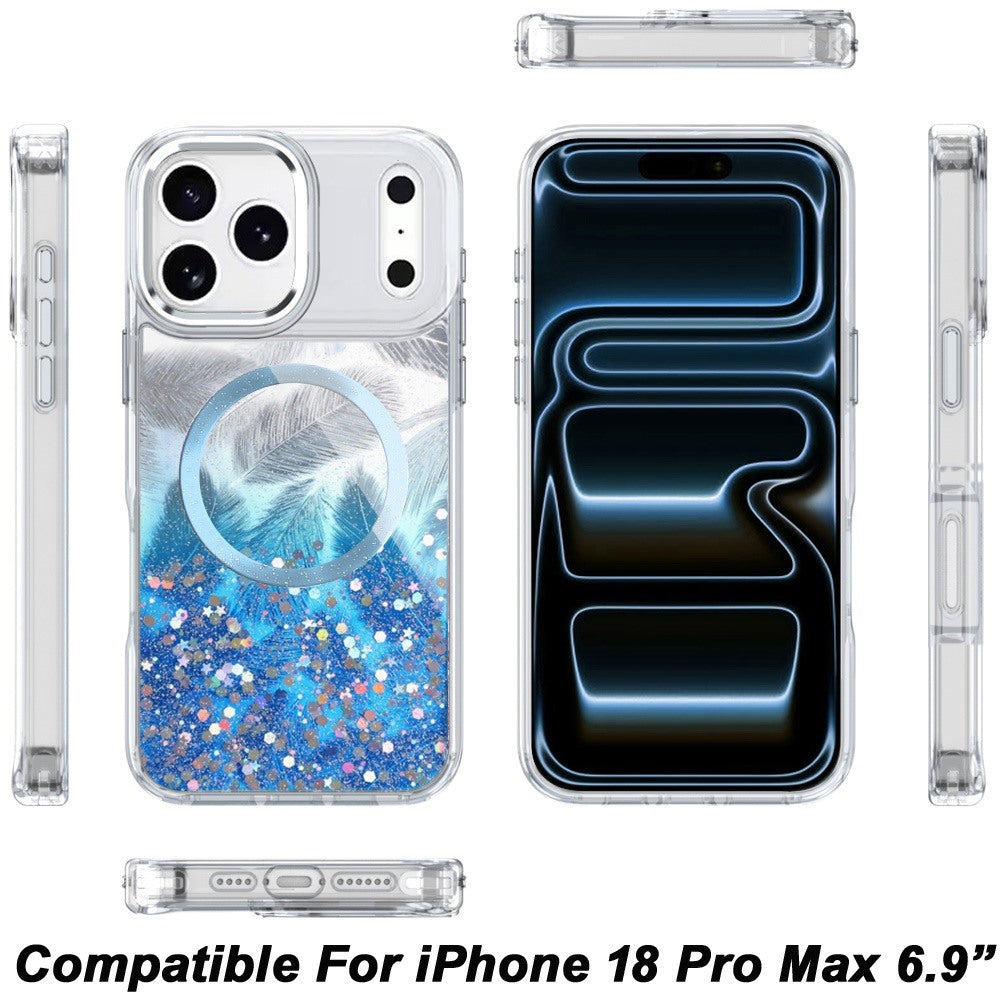 Phone Case for Apple iPhone 18 Pro Max Magnetic Epoxy Glitter Shimmer Crystal Hybrid Shockproof Slim Grip Anti Scratch Protective Clear Cover