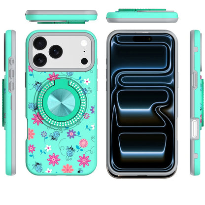 Phone Case for Apple iPhone 18 Pro Max Magnetic Ring Stand Matte Metal Hybrid Car Mount Friendly Shockproof Rotational Grip Diamond Design Pattern Cover