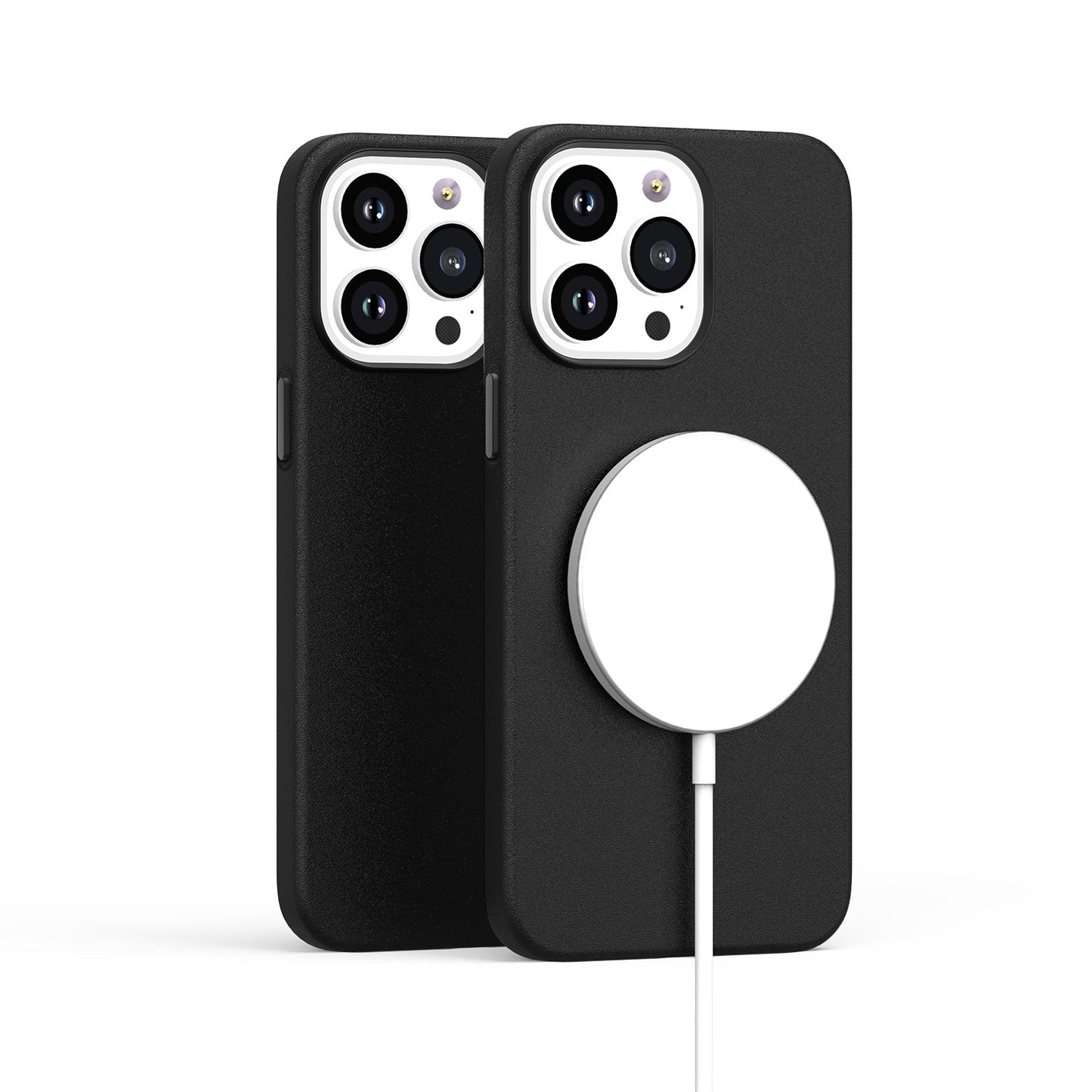 For Apple iPhone 16 Plus (6.7") PU Leather with inner Magnetic Circle Compatible with MagSafe, Rubber TPU Colored Metal Buttons Case Cover