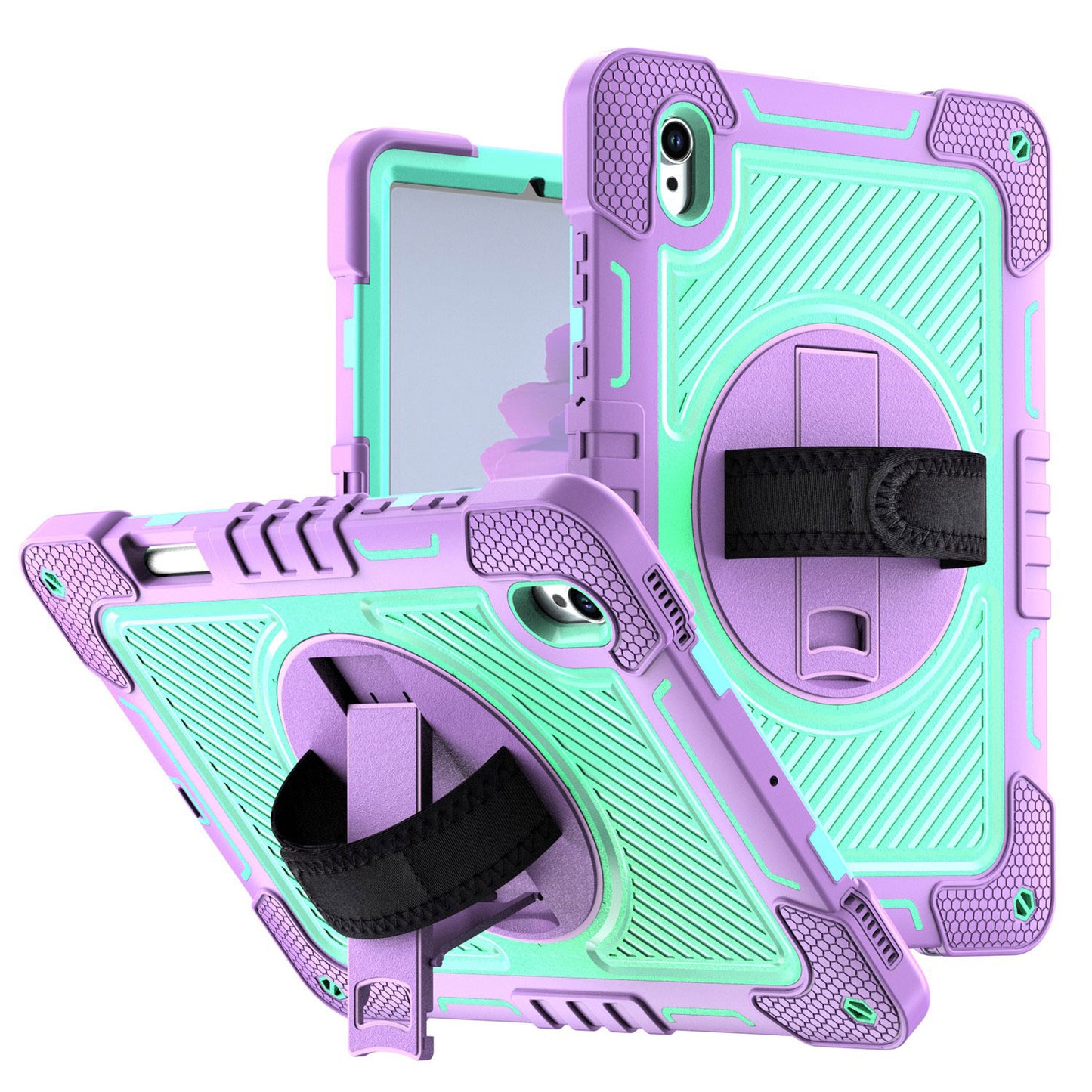 Tablet Case for Samsung Tab S10 FE Plus, Tab S10 FE+ (13 inch) Multi Functional 3in1 Kickstand Hand Strap Shoulder Strap Pencil Holder Heavy Duty Shock Absorbing Rugged TPU Cover Pink