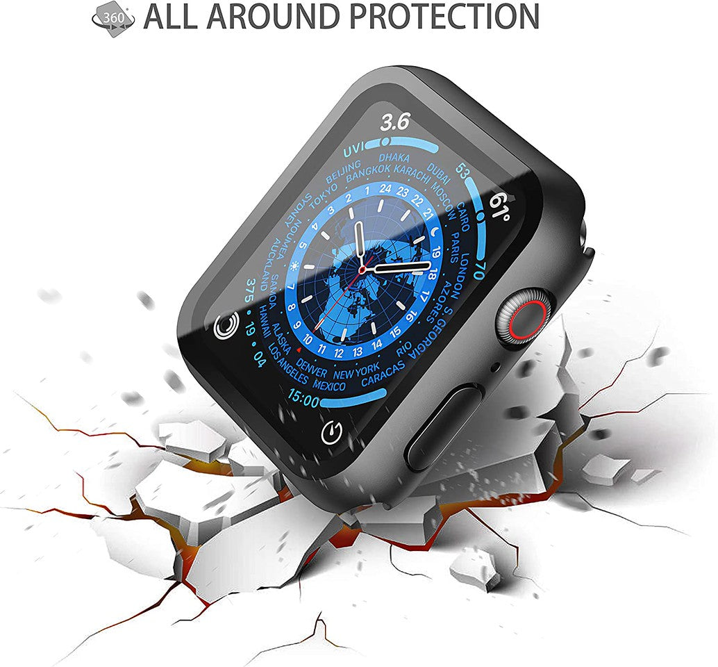 For Apple Watch Size 42mm Slim Hard PC Bumper, Clear Touch Full Coverage with Built in Tempered Glass Screen Protector Case Cover Clear