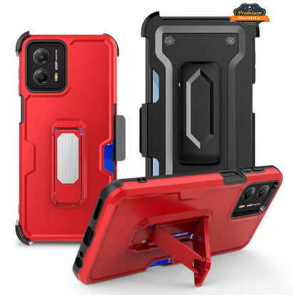 Phone Case Cover for Motorola Moto G Stylus 5G 2026 Hybrid Wallet Case with Invisible ID Card Slot, Kickstand, Holster Belt Clip, Heavy-Duty Protection Cover Red