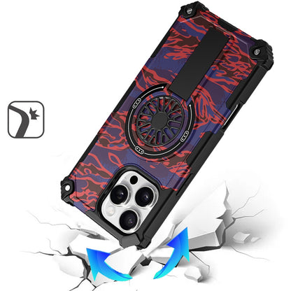 For iPhone 16 Pro Max (6.9") Texture Design Stylish Invisible Kickstand Case, MagSafe Compatible Hybrid Shockproof Cover, Car Mount Friendly Protector