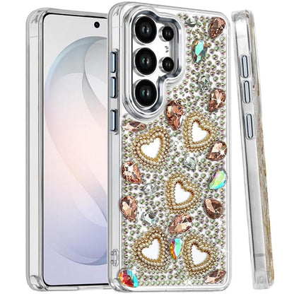 Phone Case for Samsung Galaxy S26 Ultra Luxury Crystal Heart Rhinestone Diamond Bling Shockproof Hybrid Glitter Protective Stylish Durable Grip Cover