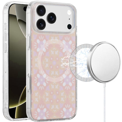 For Apple iPhone 17 AIR Stylish Pattern Fashion IMD Printed Design TPU Double Layer Slim Shockproof with Magnetic Back Case Cover Flowers Pink Gradient