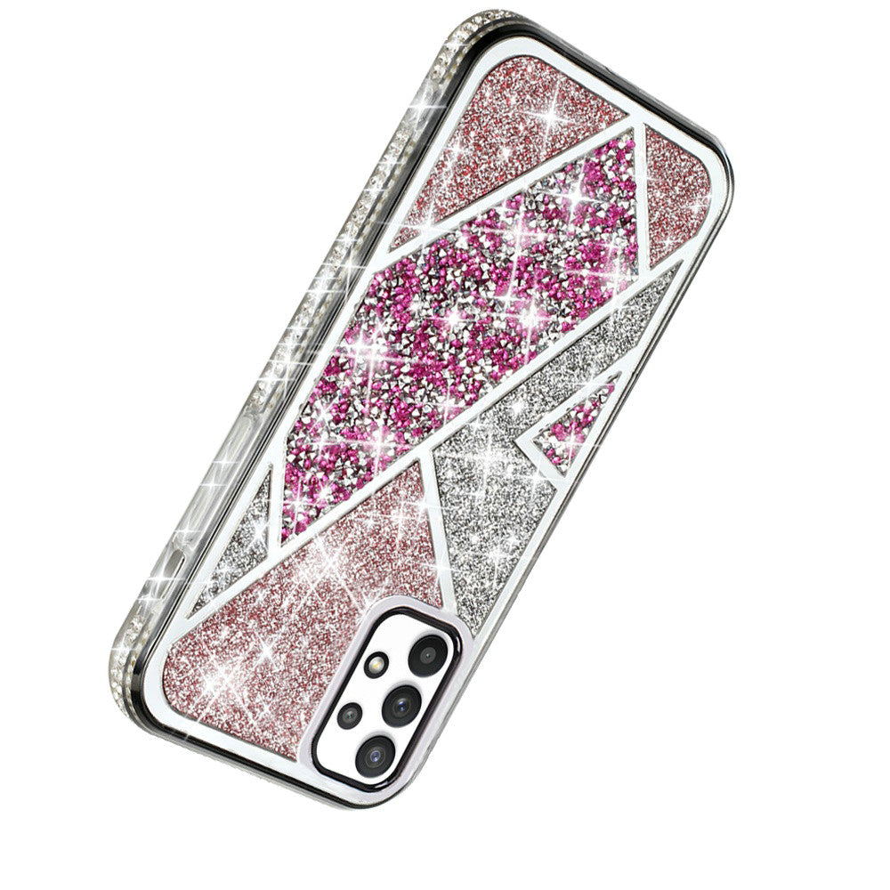 For Apple iPhone 16 (6.1") Cute Fancy Glitter Bling Diamond Rhinestone Sparkly Bumper Fashion Shiny Hybrid Rugged TPU Case Cover Rose Pink