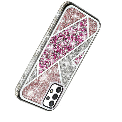For Apple iPhone 16 (6.1") Cute Fancy Glitter Bling Diamond Rhinestone Sparkly Bumper Fashion Shiny Hybrid Rugged TPU Case Cover Rose Pink