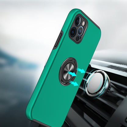 For Apple iPhone 11 Hybrid 360 Degree Rotatable Metal Invisible Ring Stand Holder Slim Fit Magnetic Car Mount Shockproof Case Cover