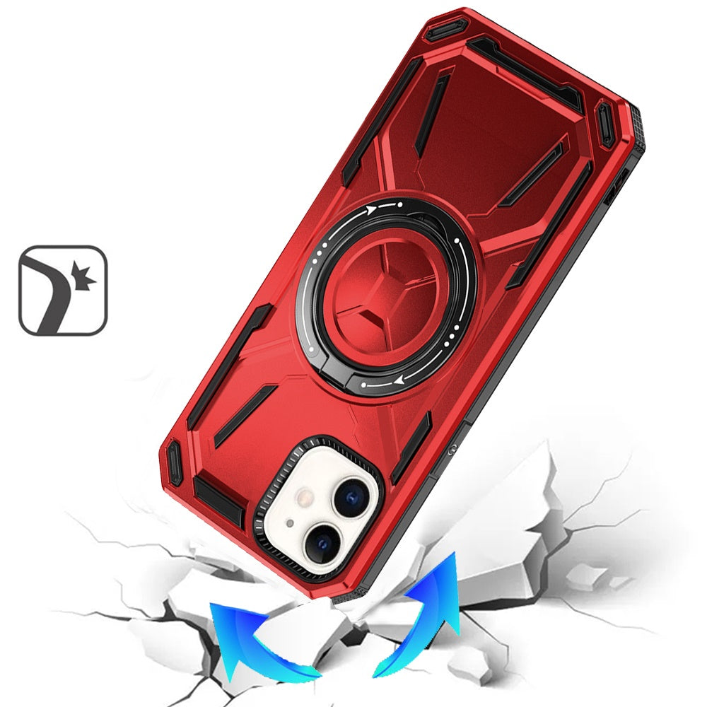 For Samsung Galaxy S22 Ultra Hybrid Magnetic Ring and 360° Rotational Kickstand with MagSafe Compatible, Military Grade Drop Protection Case Cover Red