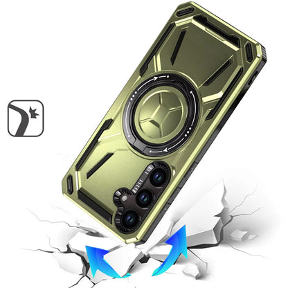 Phone Case for Samsung Galaxy A37 Magnetic Ring Circle Stand Shockproof 360 Rotating Kickstand Hybrid Armor Anti Slip Protective Grip Frame Cover