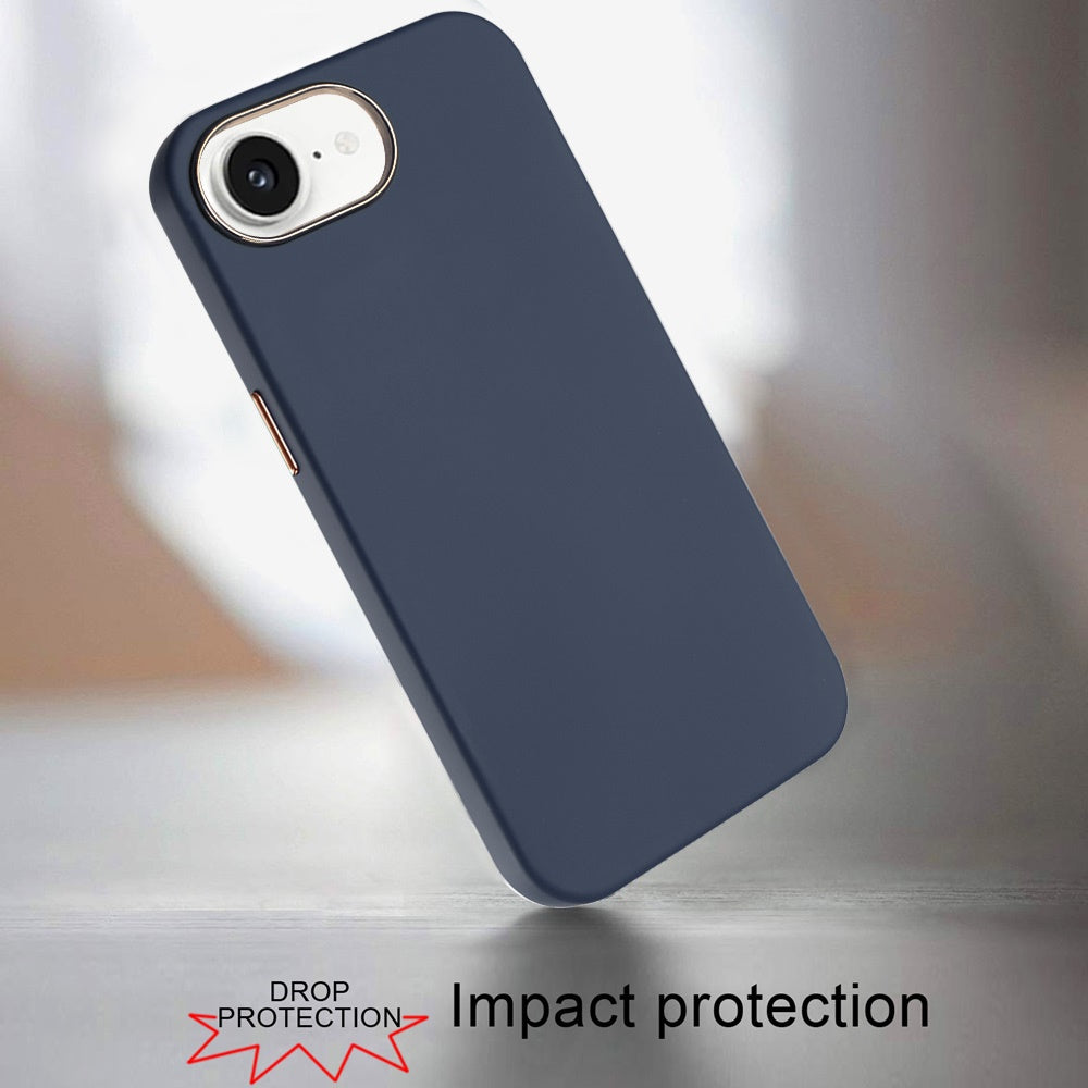For Apple iPhone 17E /16E Slim Classic Hybrid Around Rubber Gummy Gel Slick Hard PC Silicone TPU Chromed Button Case Cover