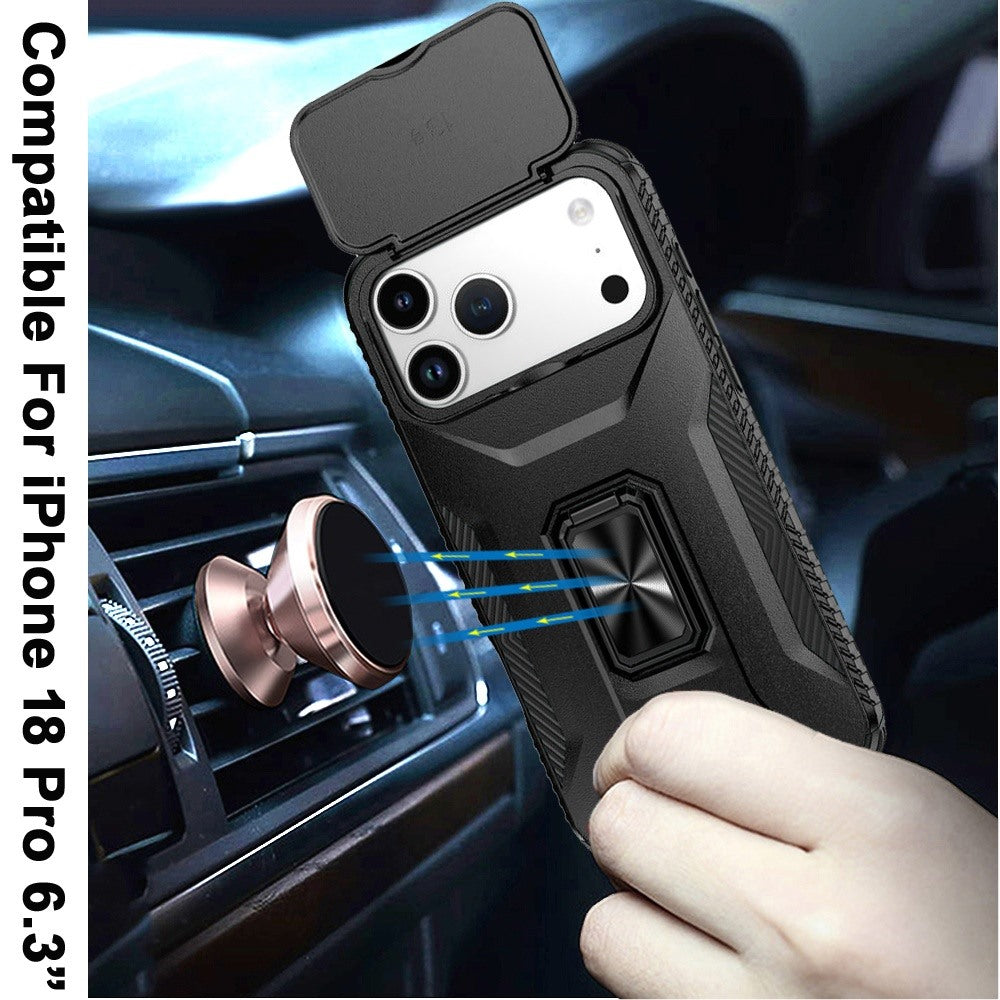 Magnetic Ring Stand Camera Protection Shockproof Heavy Duty Kickstand Rugged Grip Anti Scratch Hybrid