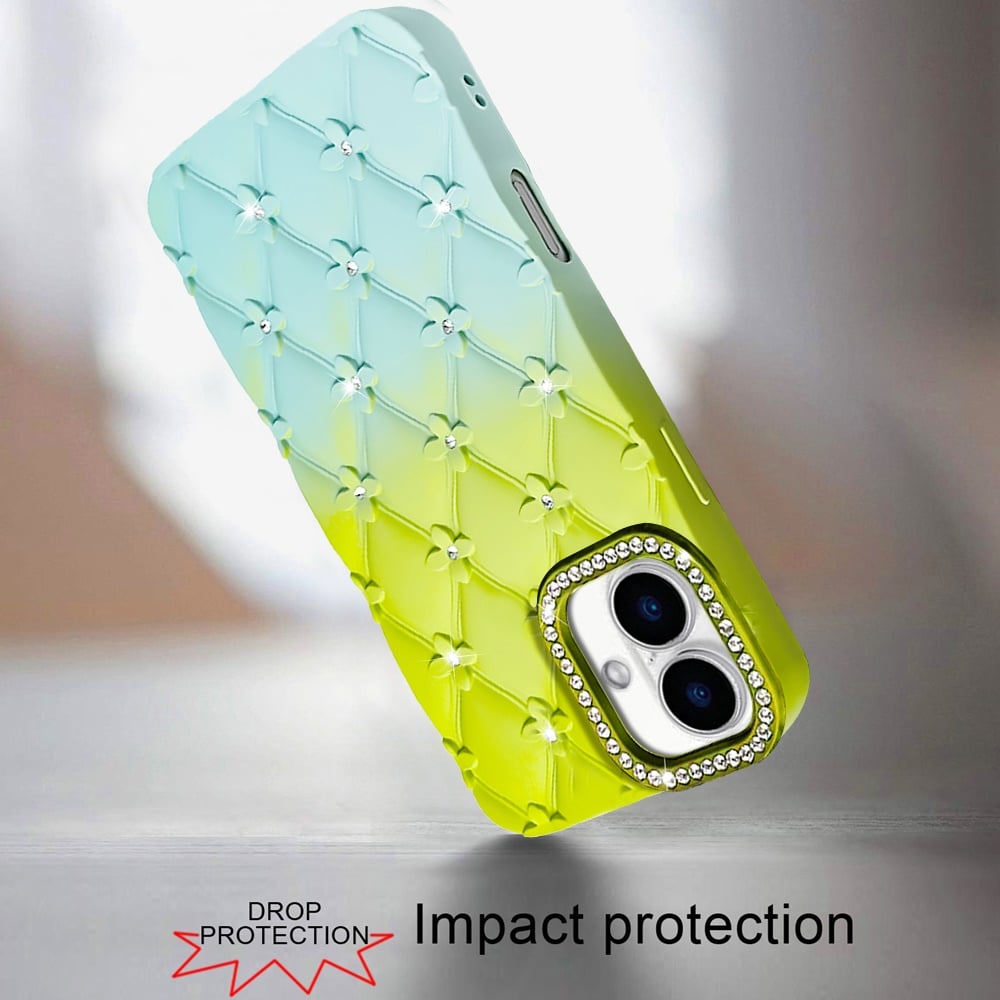 Phone Case for Apple iPhone 16 Plus Floral Glitter Shimmer Bling Hybrid Shockproof Anti Slip Thick TPU Protective Stylish Design Cover