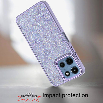 Phone Case for Motorola Moto G Play 5G 2026 Crystal Glass Bling Diamond Metallic Edge Shockproof Durable Protective Clear Hybrid Stylish Premium Design Cover