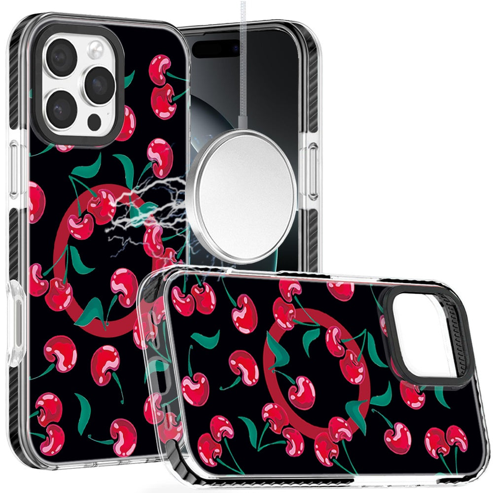 For iPhone 16 Pro Max (6.9") Magnetic Hybrid Stylish Design IMD Pattern, Compatible with MagSafe, Slim TPU Protector