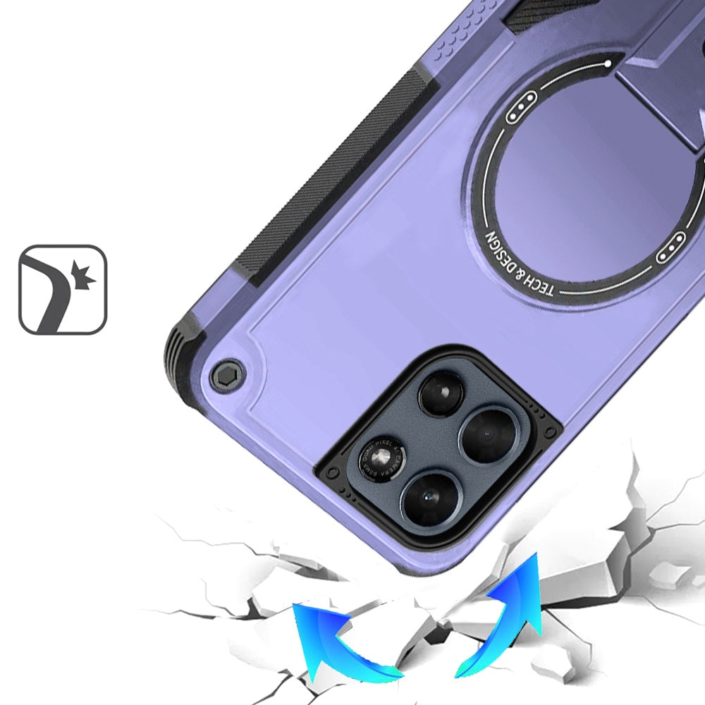 Phone Case for Motorola Moto G Stylus 5G 2025 Magnetic Kickstand Rugged Shockproof Armor Grip Anti Slip Heavy Duty Protective Matte Stand Hybrid Cover Purple
