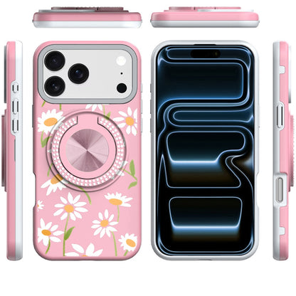 Phone Case for Apple iPhone 18 Pro Max Magnetic Ring Stand Matte Metal Hybrid Car Mount Friendly Shockproof Rotational Grip Diamond Design Pattern Cover