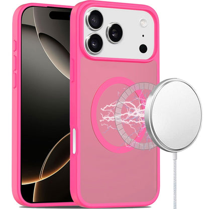 Phone Case for Apple iPhone 17 Pro Max (6.9") Magnetic Matte Hybrid Shockproof Smooth Grip Durable Camera Protection Anti-Slip Soft Touch Armor Cover Hotpink
