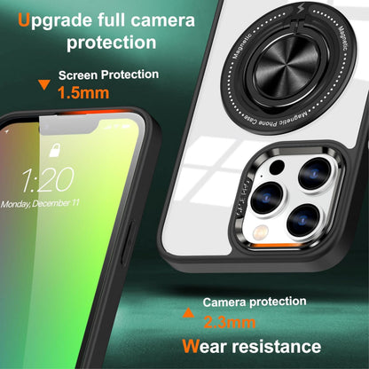For Samsung Galaxy S25 /S24 Clear Transparent Back Hybrid with Rotating Ring Stand, MagSafe Compatible Shockproof Slim TPU PC Case Cover