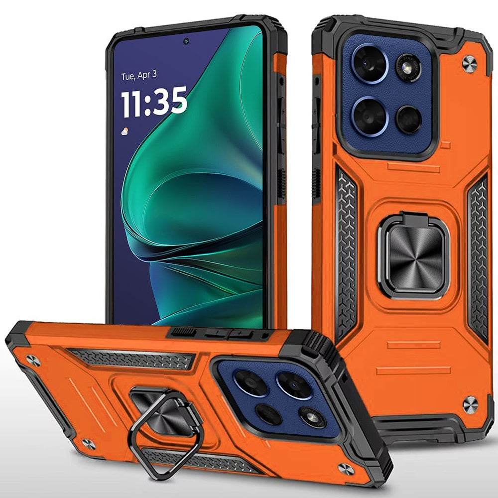 For Motorola Moto G Stylus 5G 2026 /2025 Armor Hybrid Magnetic Stand with Ring Holder Kickstand Shockproof Heavy-Duty Durable Rugged TPU Dual Layer Case Cover Cosmic Orange
