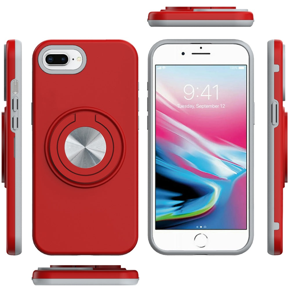 For Apple iPhone SE 3 (2022) SE/8/7 Metal Matte Hybrid with Invisible Rotational Ring Stand, Car Mount Friendly, Military Grade Slim Fit Sturdy Case Cover