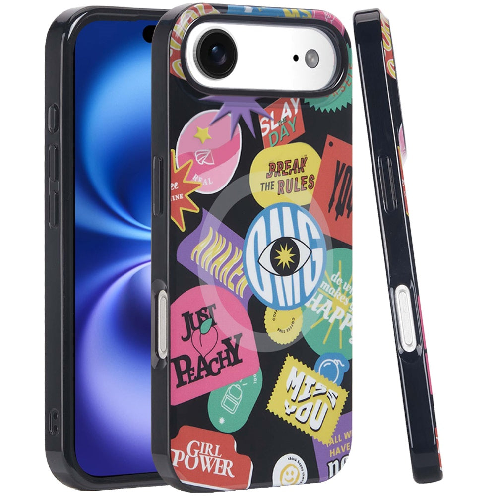 For Apple iPhone 17 Stylish Pattern Fashion IMD Printed Design TPU Slim Shockproof Protective with Magnetic Back Case Cover