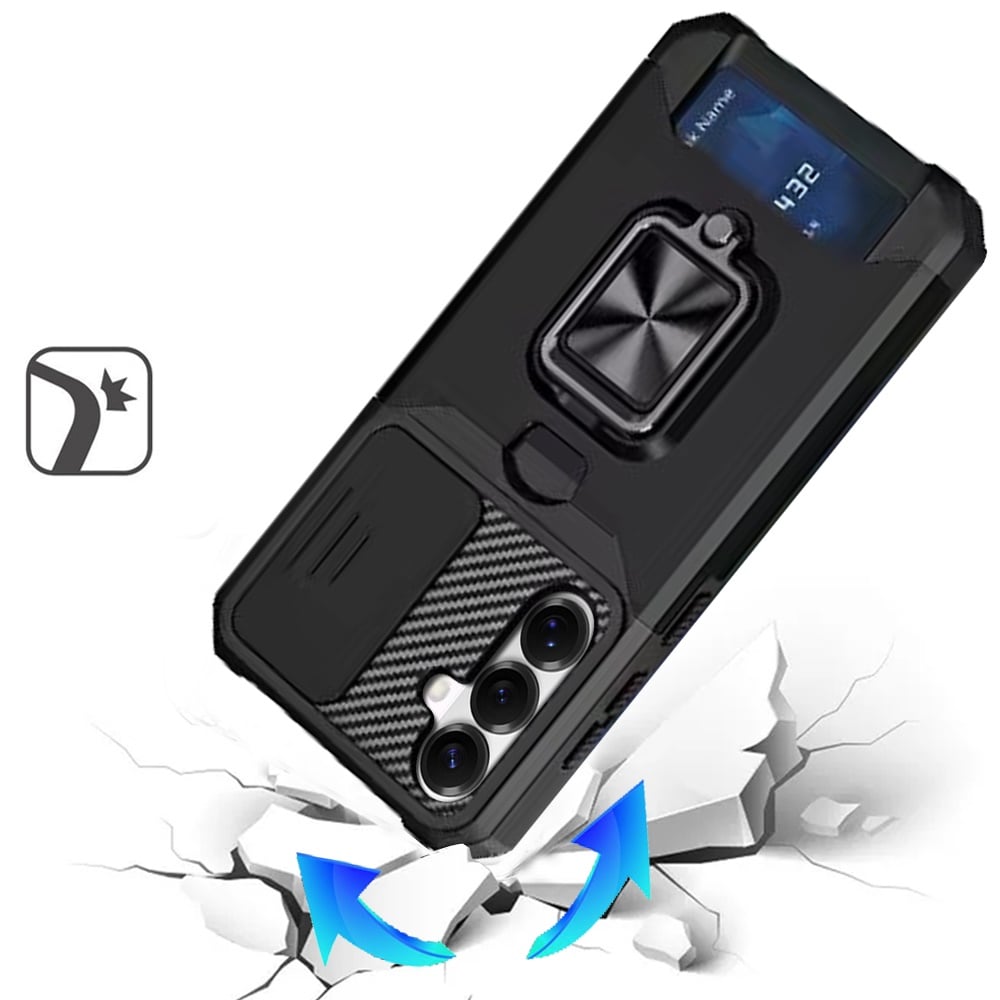 Phone Case for Samsung Galaxy S26 FE /S26 Fan Edition Card Holder Magnetic Ring Stand Shockproof Anti Slip Wallet Grip Protective Hybrid Design Cover