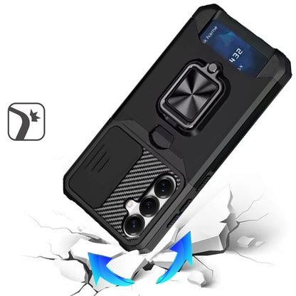 Phone Case for Samsung Galaxy S26 FE /S26 Fan Edition Card Holder Magnetic Ring Stand Shockproof Anti Slip Wallet Grip Protective Hybrid Design Cover