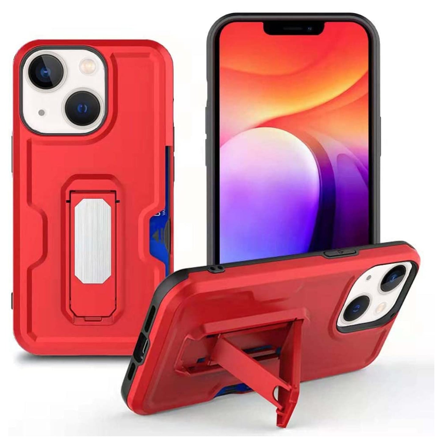 Phone Case Cover for Motorola Moto G Stylus 5G 2026 Hybrid Wallet Case with Invisible ID Card Slot, Kickstand, Holster Belt Clip, Heavy-Duty Protection Cover Red