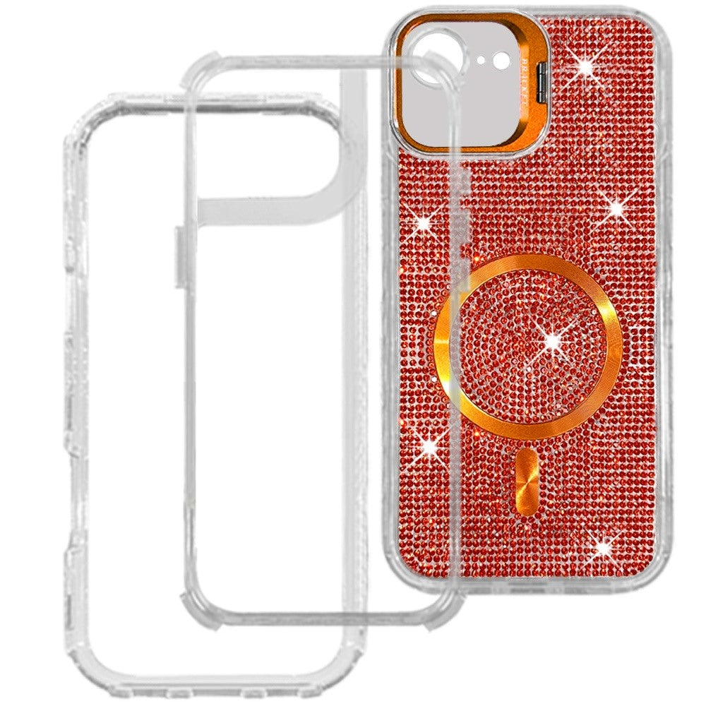 Phone Case for Apple iPhone 17E / iPhone 16E Luxury Glitter Magnetic Hybrid with Camera Stand Dual Layer Shockproof Sparkle Dot Pattern Clear Edges Cover