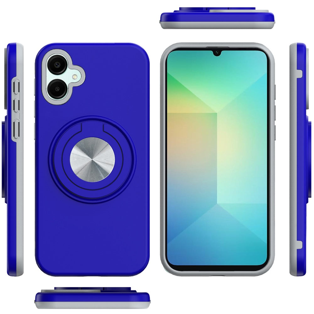 For Samsung Galaxy A36 Metal Matte Hybrid with Invisible Rotational Ring Stand, Car Mount Friendly, Military Grade Slim Fit Sturdy Case Cover