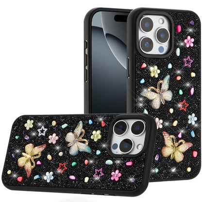 Phone Case for Apple iPhone 16 Pro 3D Butterfly Diamond Bling Glitter Shockproof Stylish Protective Luxury Hybrid Sparkly Durable Grip Design Cover