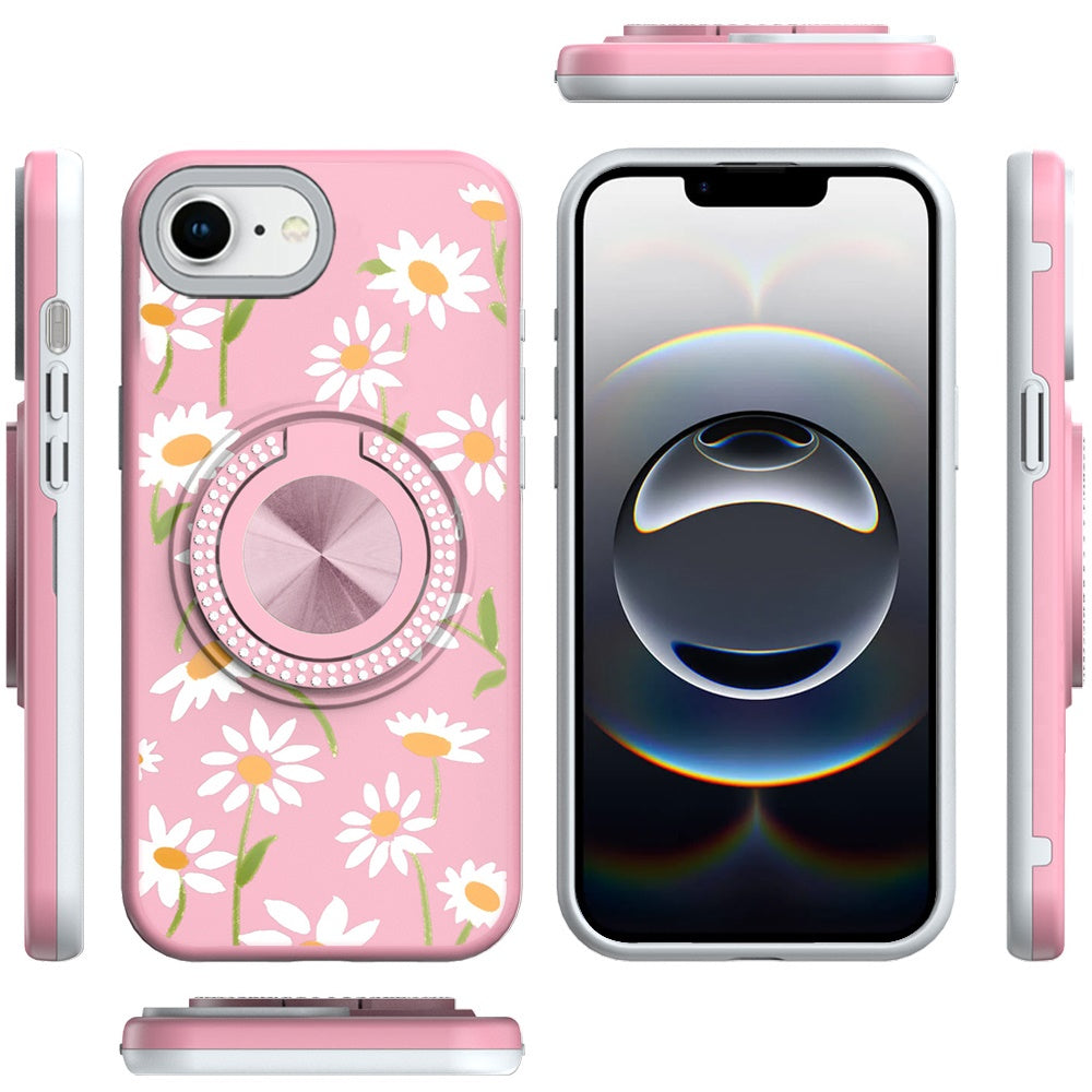 For Samsung Galaxy S25 Fan Edition /Galaxy S25 FE Pattern Design Hybrid with Invisible Ring Stand & Magnetic Back, Shockproof Protective Grip Case Cover