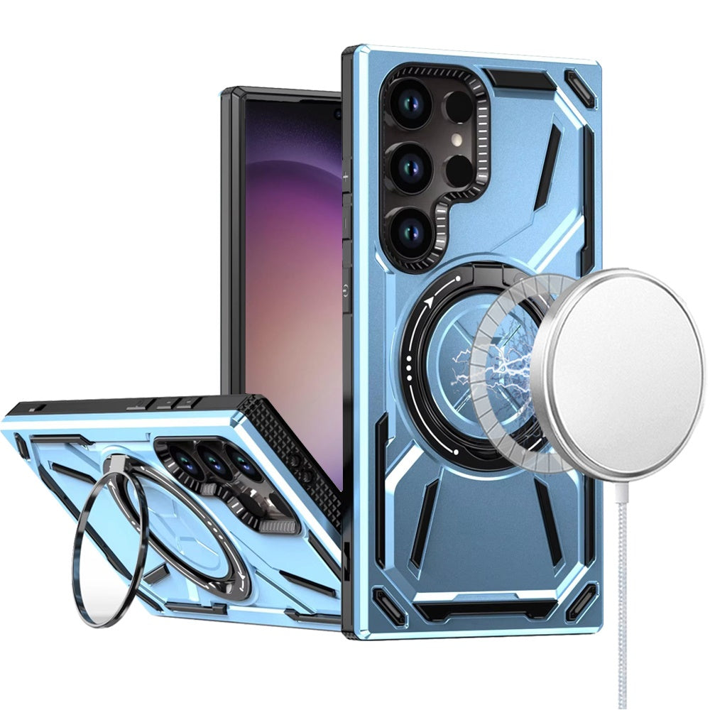 For Samsung Galaxy S23 Ultra Hybrid Magnetic Ring and 360° Rotational Kickstand with MagSafe Compatible, Military Grade Drop Protection Case Cover