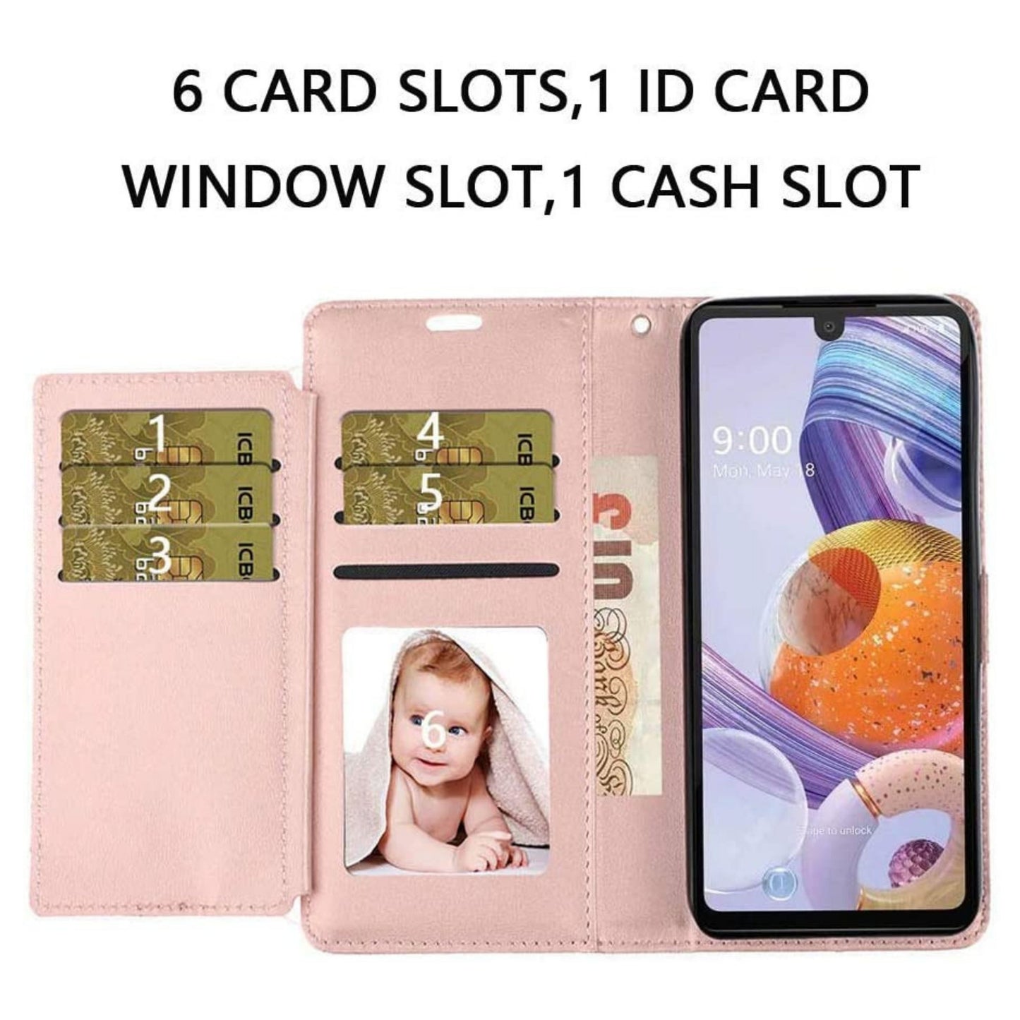 Phone Case for Apple iPhone 16 Pro Max Wallet Credit Card Holder Hybrid Slim Protective Dual Function Storage PU Leather Flip Pouch Cover Gold