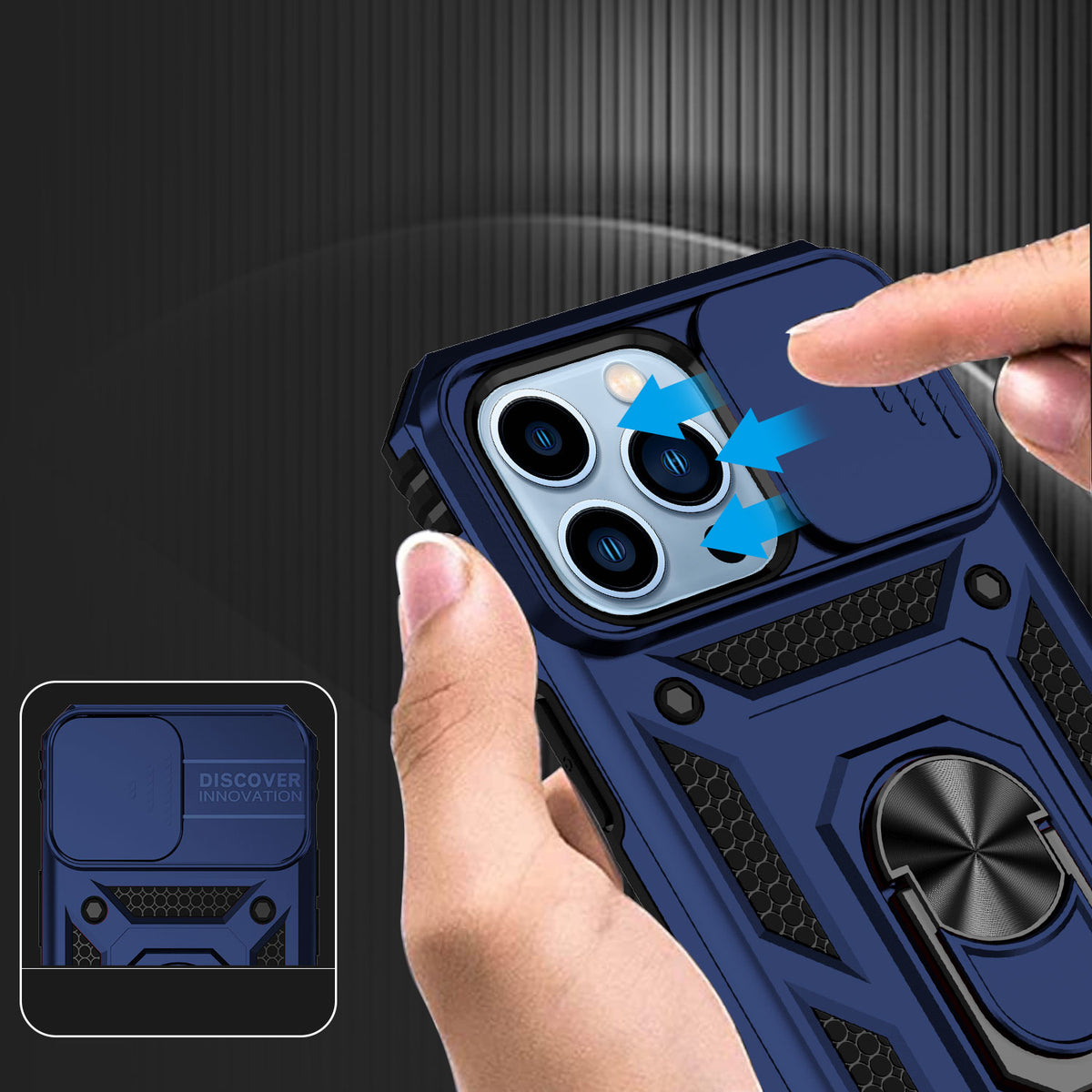 For Samsung Galaxy S20 Ultra Hybrid Ring Shockproof with 360° Rotate Ring Kickstand, Camera Lens Protection, Soft Edge Bumper Case Cover Blue