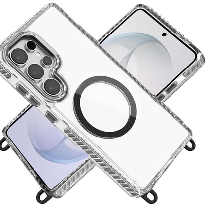 Phone Case for Samsung Galaxy S26 Ultra Transparent Magnetic Lanyard Shockproof Hybrid Clear Grip Durable Camera Protection TPU Anti-Slip Design Cover