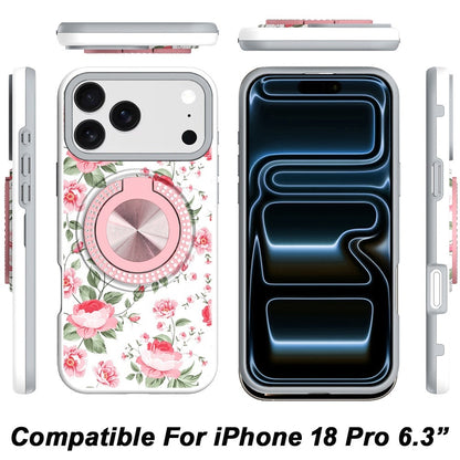 Phone Case for Apple iPhone 18 Pro Magnetic Ring Stand Matte Metal Hybrid Car Mount Friendly Shockproof Rotational Grip Diamond Design Pattern Cover