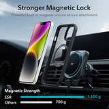 For Apple iPhone 15 Pro (6.1") Magnetic Compatible with Magsafe Wireless Charger PC + TPU Hybrid Slim Transparent Black Phone Case Cover