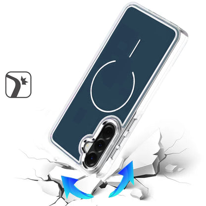 Phone Case for Samsung Galaxy A57 Metallic Transparent Magnetic Magsafe Compatible Shockproof Hybrid TPU Durable Clear Protective Grip Cover Blue