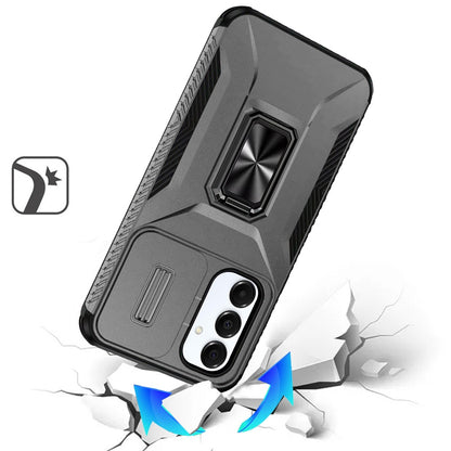 For Samsung Galaxy S25 FE, S25 Fan Edition Case, Camera Cover with Magnetic Rotation Ring Stand, Military Grade Hybrid Hard TPU Shockproof Case Cover